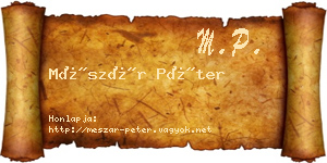 Mészár Péter névjegykártya